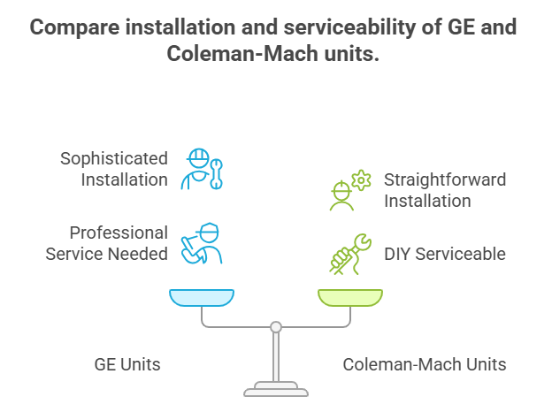 Compare Installation And Serviceability of GE and Coleman-Mach Units